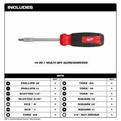 Milwaukee Tools Milwaukee 14-in-1 Multi-Bit Screwdriver 48-22-2900 -Grey Pneumatic Sockets Shop 48 22 2900 includes 1