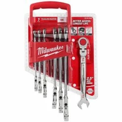 Milwaukee Tools Milwaukee 7 PC. SAE Flex Head Ratcheting Combination Wrench Set 48-22-9429