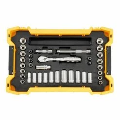 DeWalt Power Tools DeWalt 1/4 In And 3/8 In Mechanic Tool Set With ToughSystem 2.0 Tray And Lid (131 Pc) DWMT45402 -Grey Pneumatic Sockets Shop dwmt45402 2 1