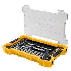 DeWalt Power Tools DeWalt 1/4 In And 3/8 In Mechanic Tool Set With ToughSystem 2.0 Tray And Lid (131 Pc) DWMT45402 -Grey Pneumatic Sockets Shop dwmt45402 4 1