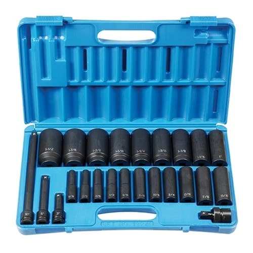 Grey Pneumatic Sockets Grey Pneumatic 24 Piece 1/2" Drive Deep Length Impact Socket Set (SAE) 1324D 3 Grey Pneumatic Sockets Grey Pneumatic 24 Piece 1/2" Drive Deep Length Impact Socket Set (SAE) 1324D