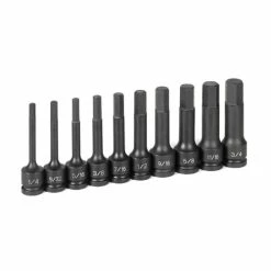 Grey Pneumatic Sockets Grey Pneumatic 10 Piece 1/2 Drive SAE 4" Length Hex Driver Set 1340H