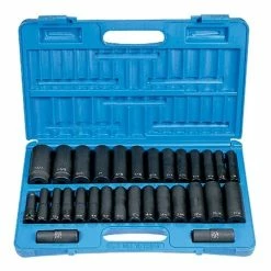Grey Pneumatic Sockets Grey Pneumatic 30 Piece 1/2" Drive SAE & Metric Deep Impact Socket Impact Socket Set 1512DM
