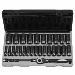 Grey Pneumatic Sockets Grey Pneumatic 29 Piece 1/2" Drive Metric 6 Point Deep Duo-Socket Set 82629MD