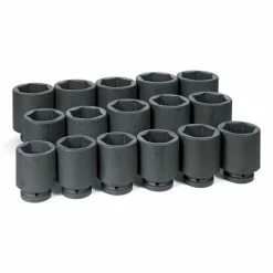 Grey Pneumatic Sockets Grey Pneumatic 16 Piece 1 Drive 6-Point Deep Length Impact Socket Set (SAE) 9016D