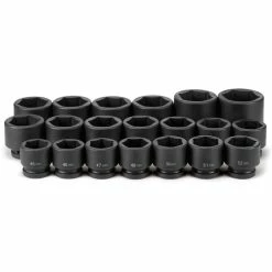 Grey Pneumatic Sockets Grey Pneumatic 20 Piece 1 Drive 6-Point Standard Length Impact Socket Set (Metric) 9020M