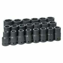 Grey Pneumatic Sockets Grey Pneumatic 21 Piece 1 Drive 6-Point Deep Length Impact Socket Set (SAE) 9021D