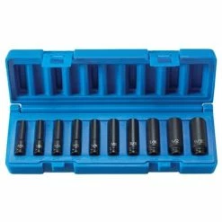 Grey Pneumatic Sockets Grey Pneumatic 10 Piece 1/4" Surface Drive SAE 6 Point Deep Impact Socket Set 9710D